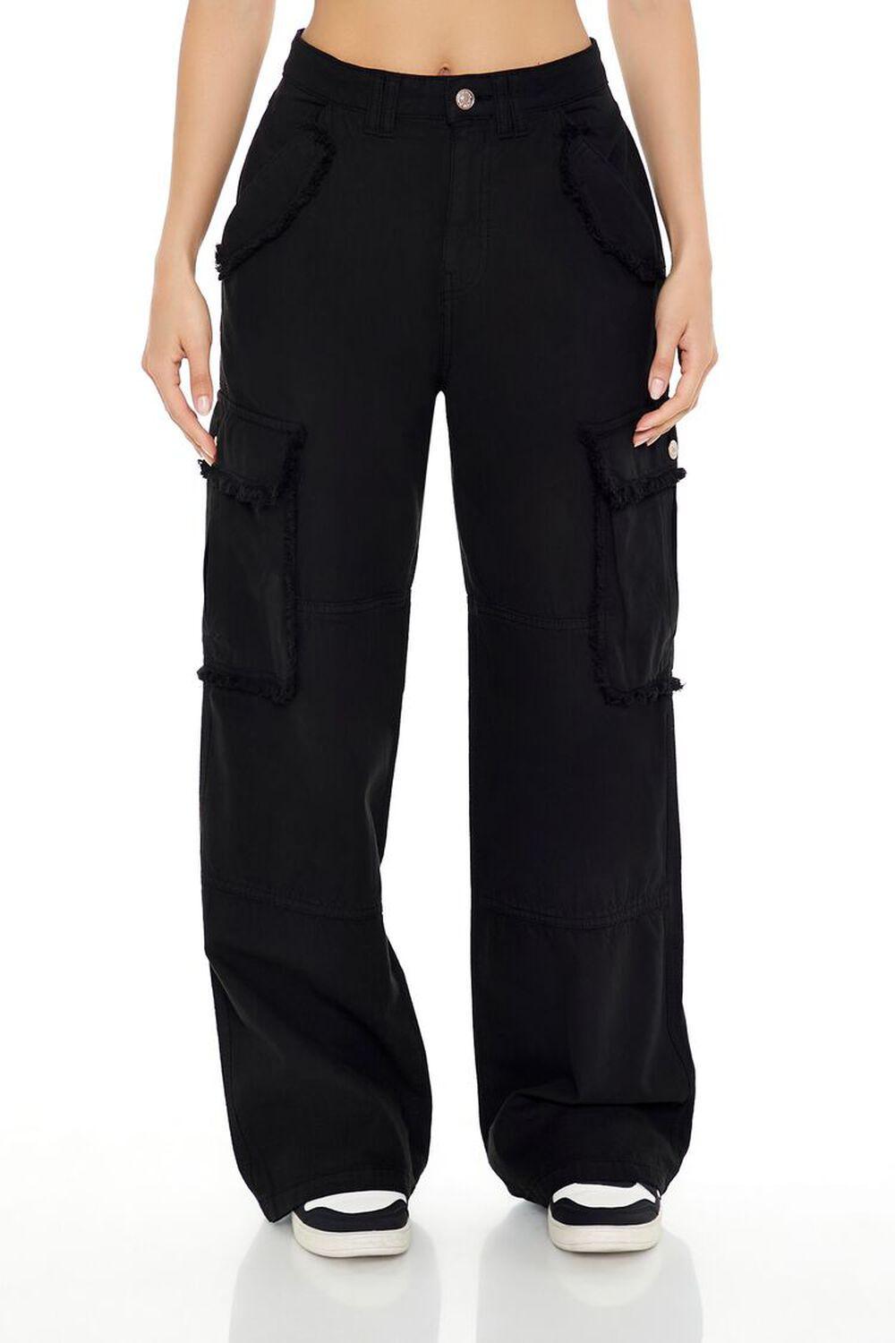 Linen-Blend Wide-Leg Cargo Pants | Forever 21 Product Image