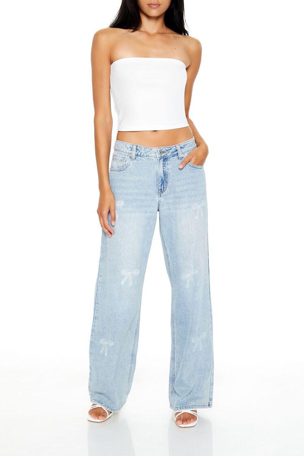 Mid-Rise Bow Baggy Jeans | Forever 21 Product Image