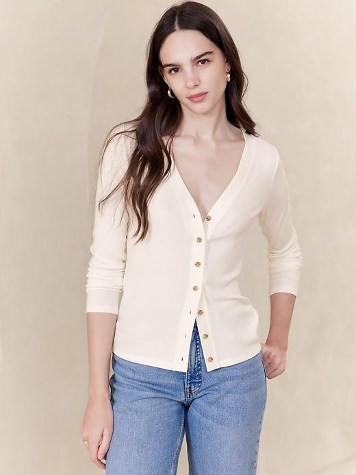 Ribbed Button-Down Top product image