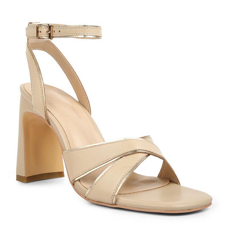 Rag & Co Womens Metallic Lined Leather Block Heel Sandals Product Image