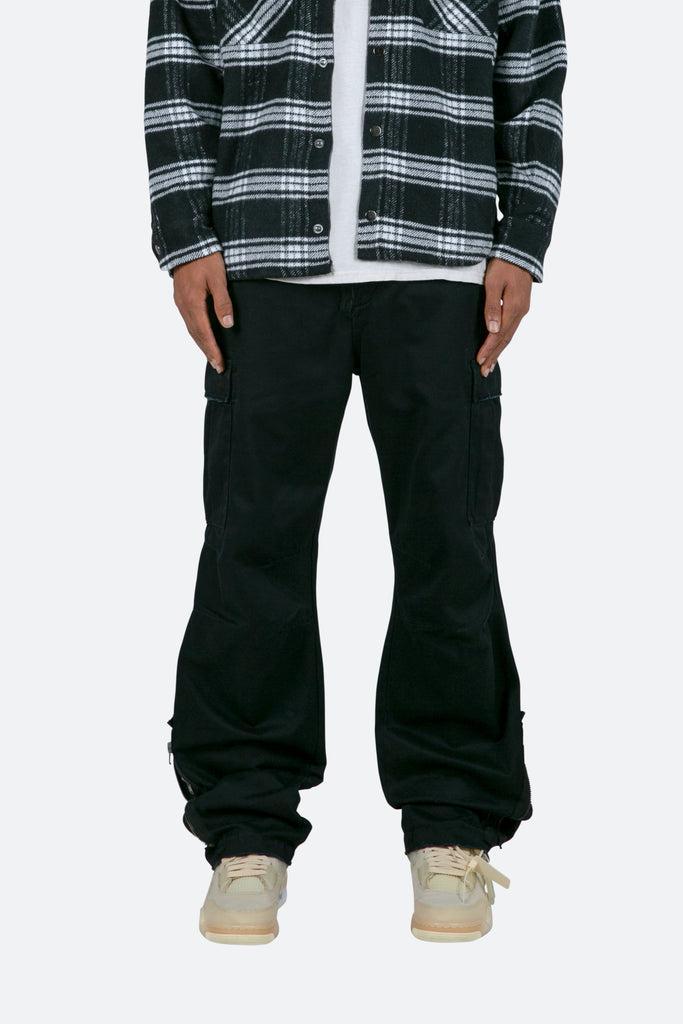 Zipper Denim Cargo Pants - Black Product Image