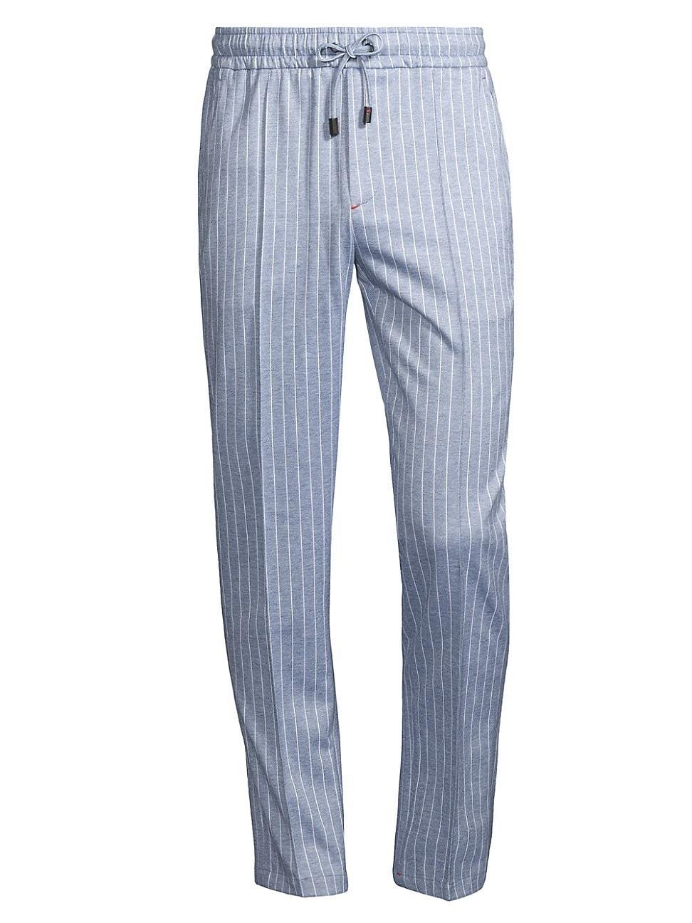 Mens Striped Cotton-Linen Drawstring Pants Product Image