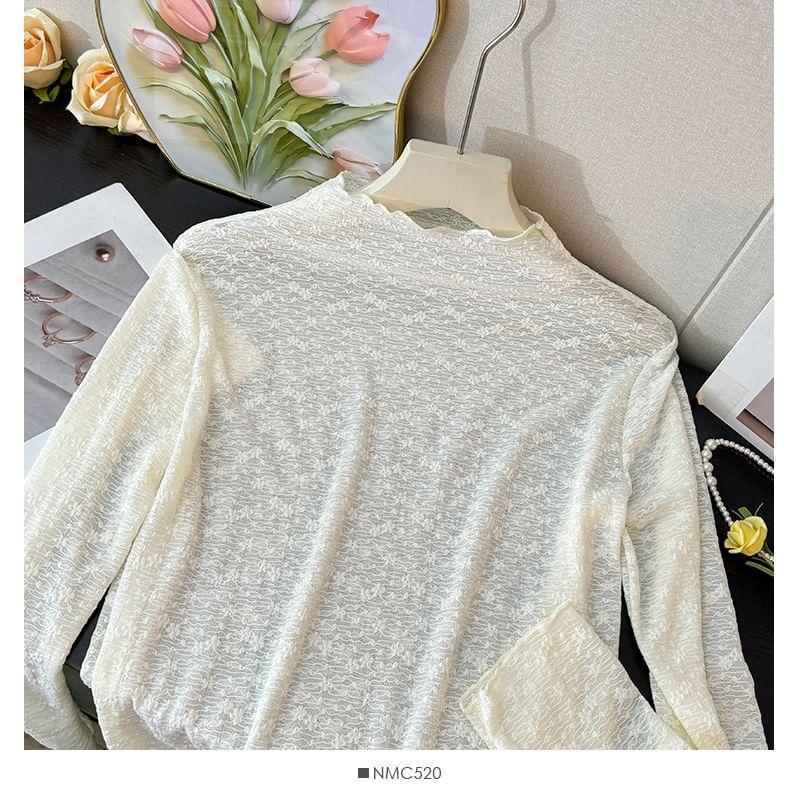 High-Neck Embroidered Lace Top Product Image