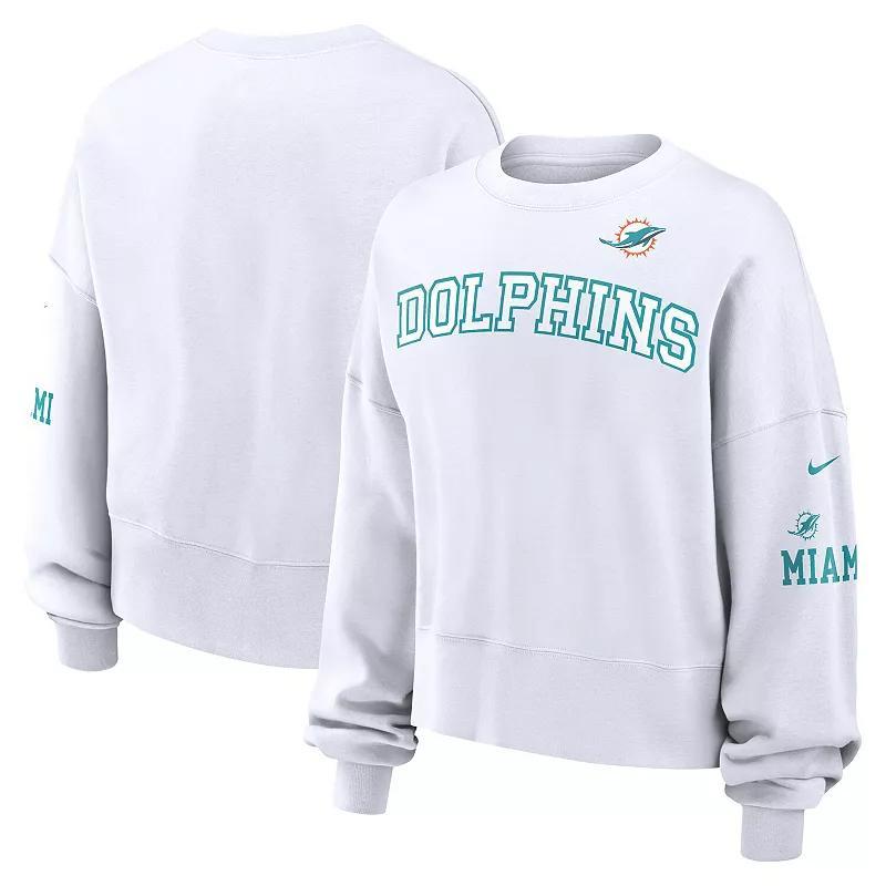 Womens Nike Miami Dolphins Oversized Long Sleeve Cropped Sweatshirt Product Image