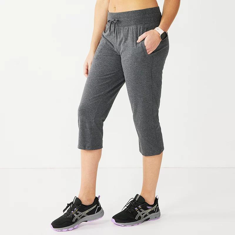 Petite Tek Gear Essential Straight-Leg Workout Capris, Womens Ink Grey Product Image