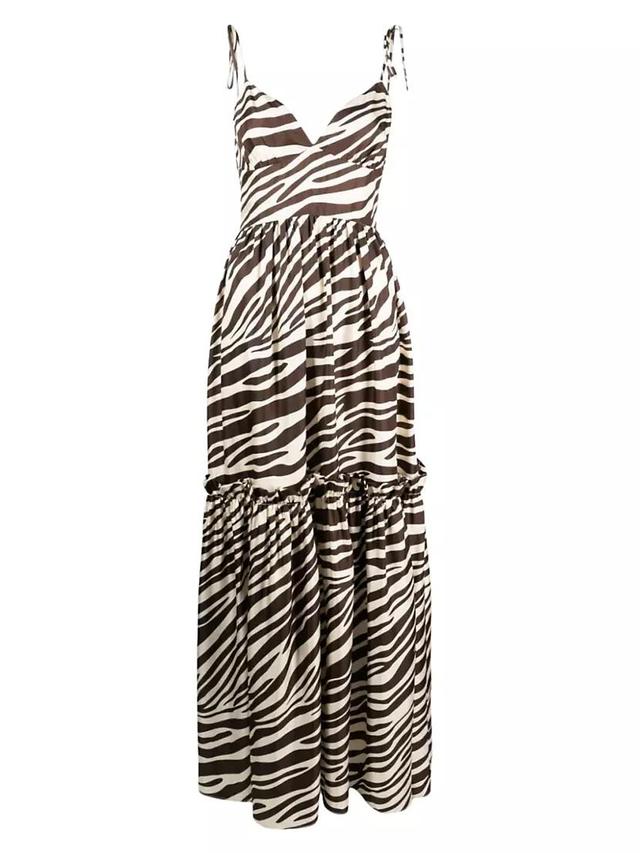 Zebra Tie-Shoudler Silk Maxi Dress Product Image