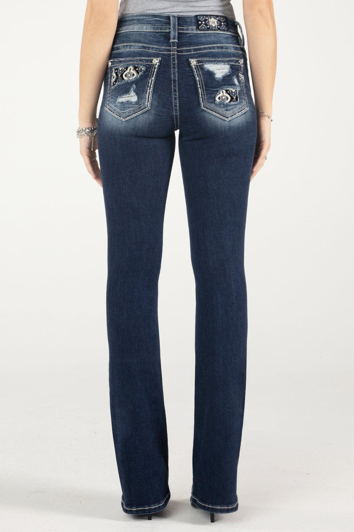 Sparkling Starry Night Patch Bootcut Jeans Product Image