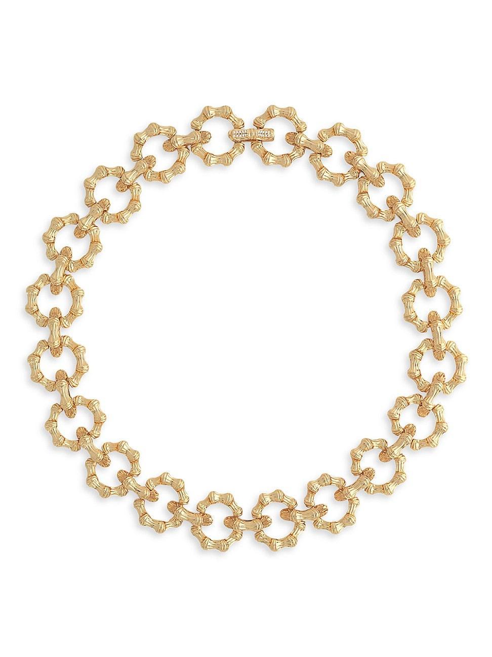 Womens Bamboo 18K Gold-Plated & Cubic Zirconia Chain Necklace Product Image