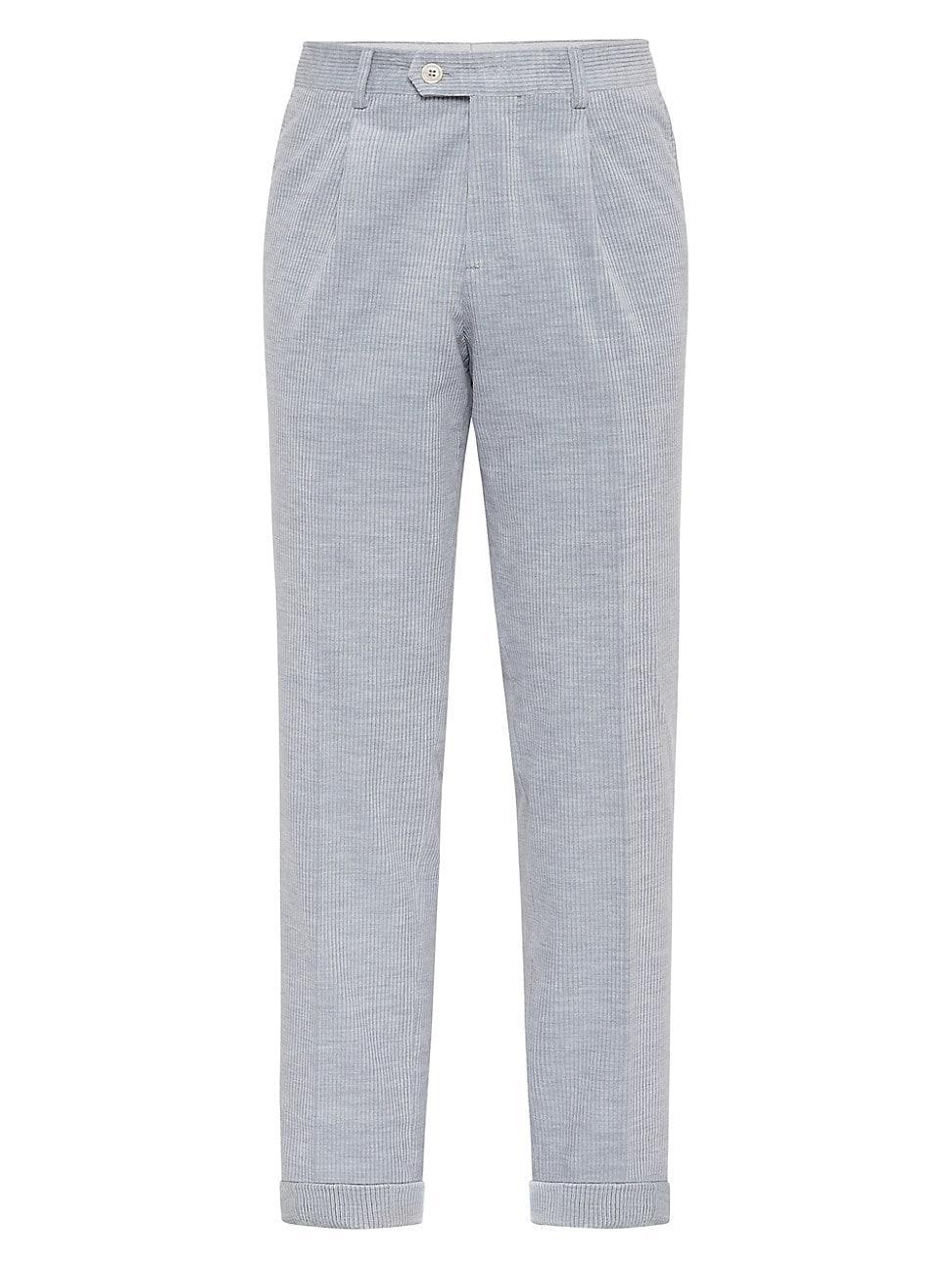 Mens Corduroy Leisure Fit Trousers with Pleats Product Image