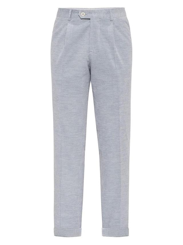 Mens Corduroy Leisure Fit Trousers with Pleats Product Image