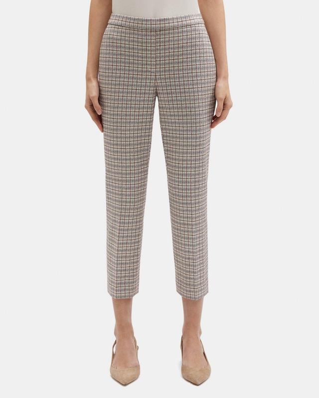 Slim Cropped Pull-On Pant in Plaid Knit Product Image