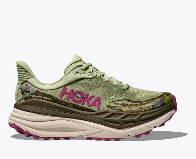 HOKA Womens Stinson 7 Shoes in Seed Green/Beet Root, Size 9.5 Product Image