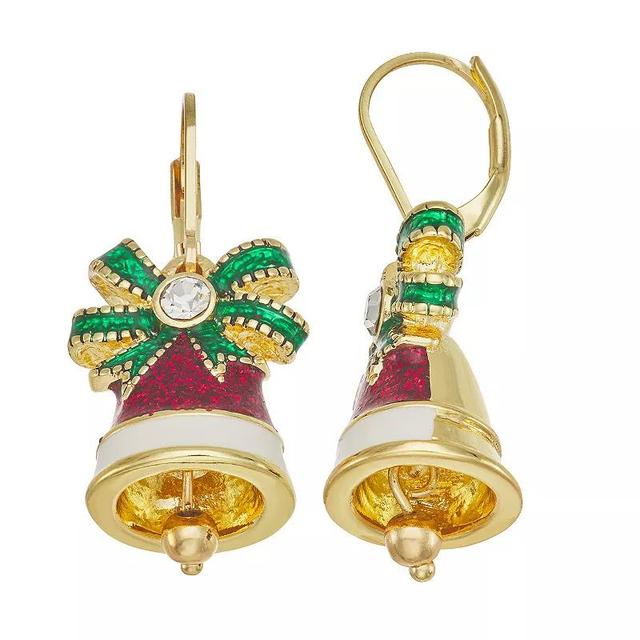 Napier Gold Tone Crystal Holiday Bells Drop Earrings, Womens, Multi Product Image