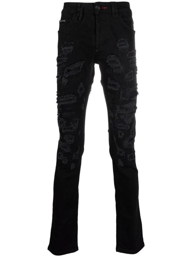 Super Straight Cut Rock Denim Jeans In Schwarz Product Image