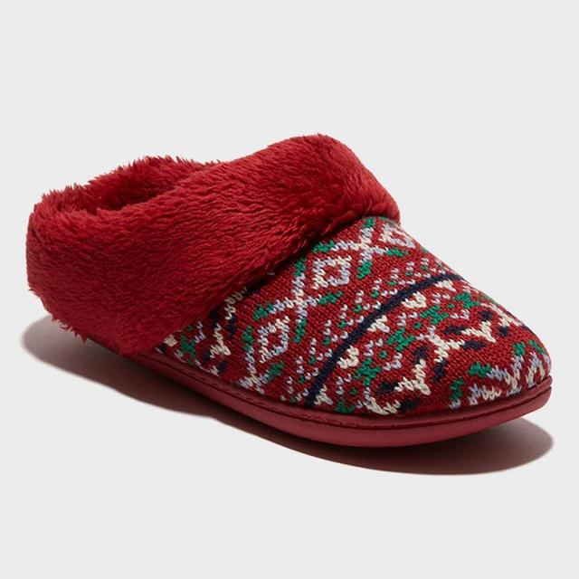 dluxe by dearfoams Womens Carol Chunky Knit Clog Slippers - Red L Product Image