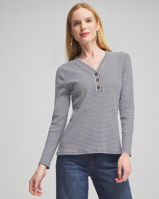 Stripe Ribbed Henley Tee Product Image