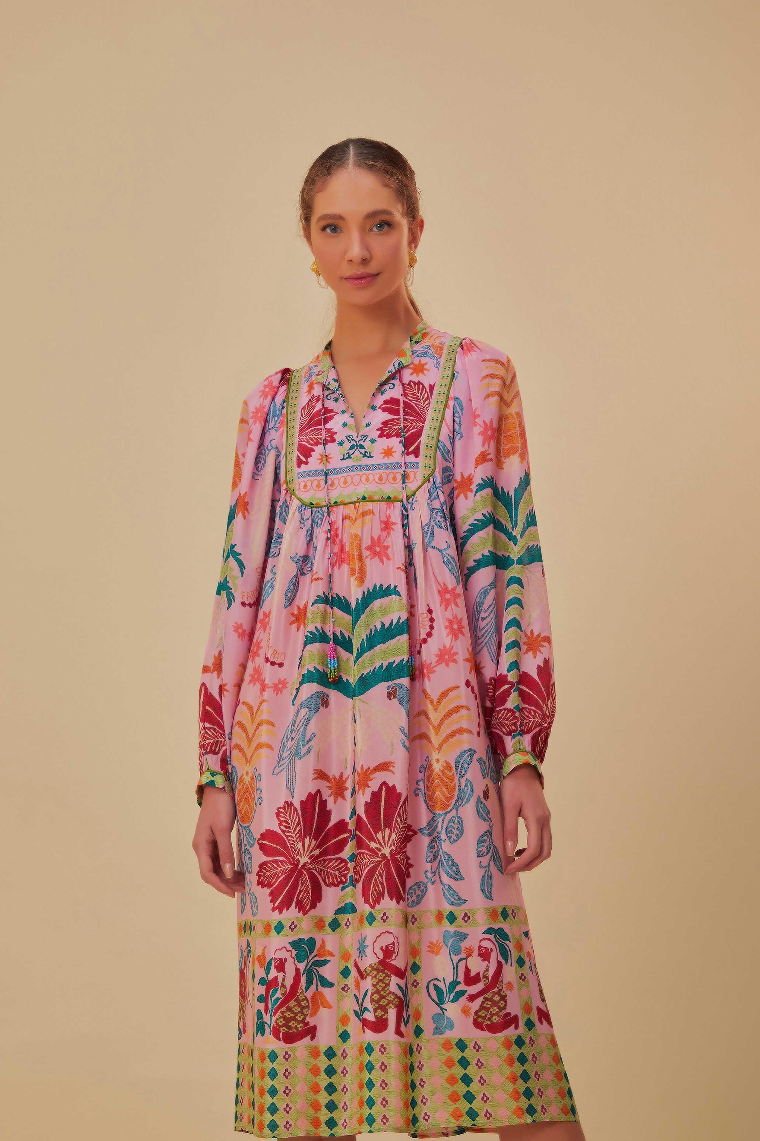 Pink Fruits Queen Scarf Midi Dress Product Image