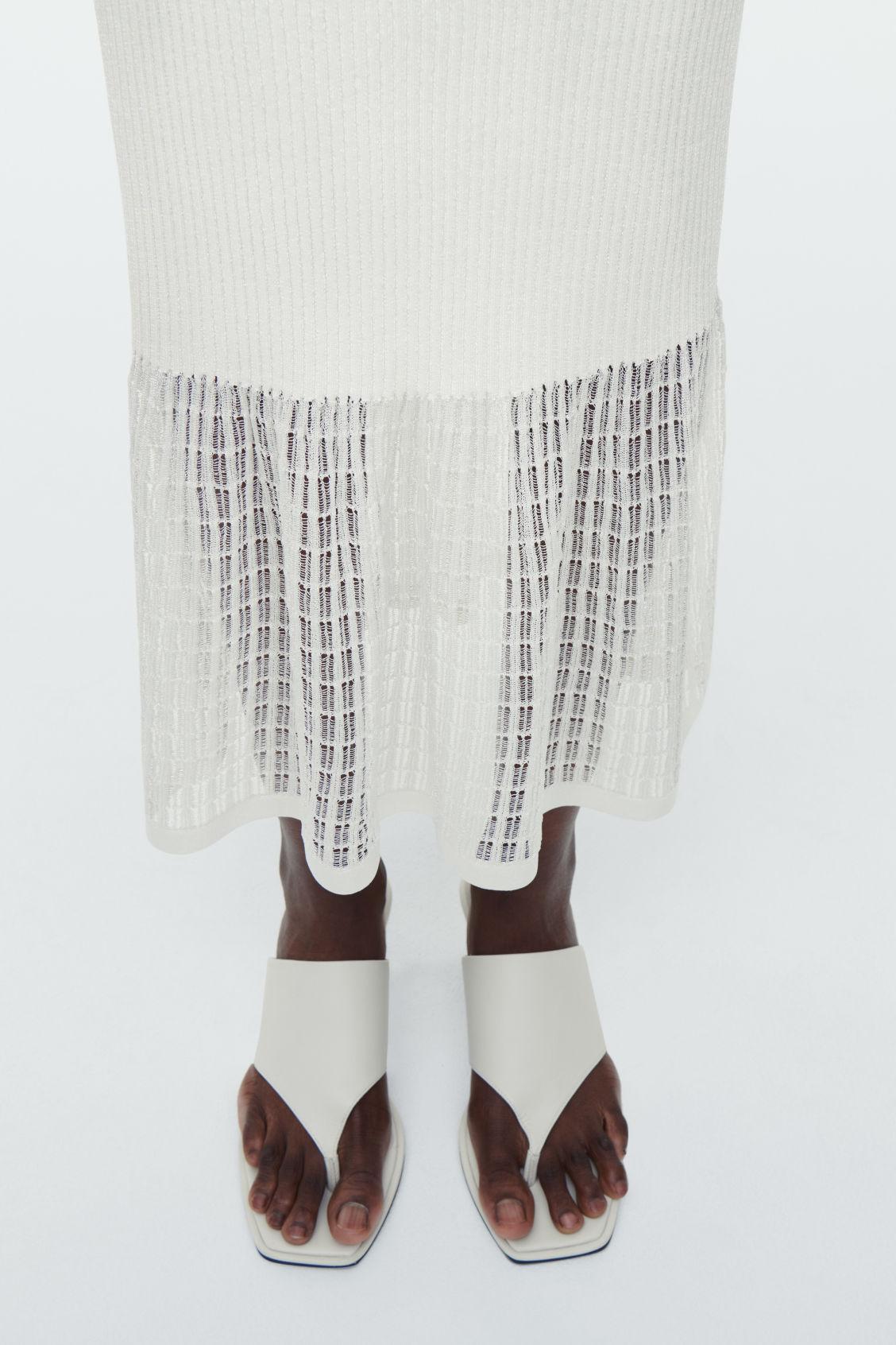 LACE-STITCH RIBBED-KNIT MIDI SKIRT Product Image