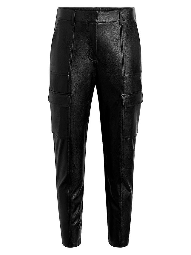 Womens Faux-Leather Crop Cargo Pants Product Image