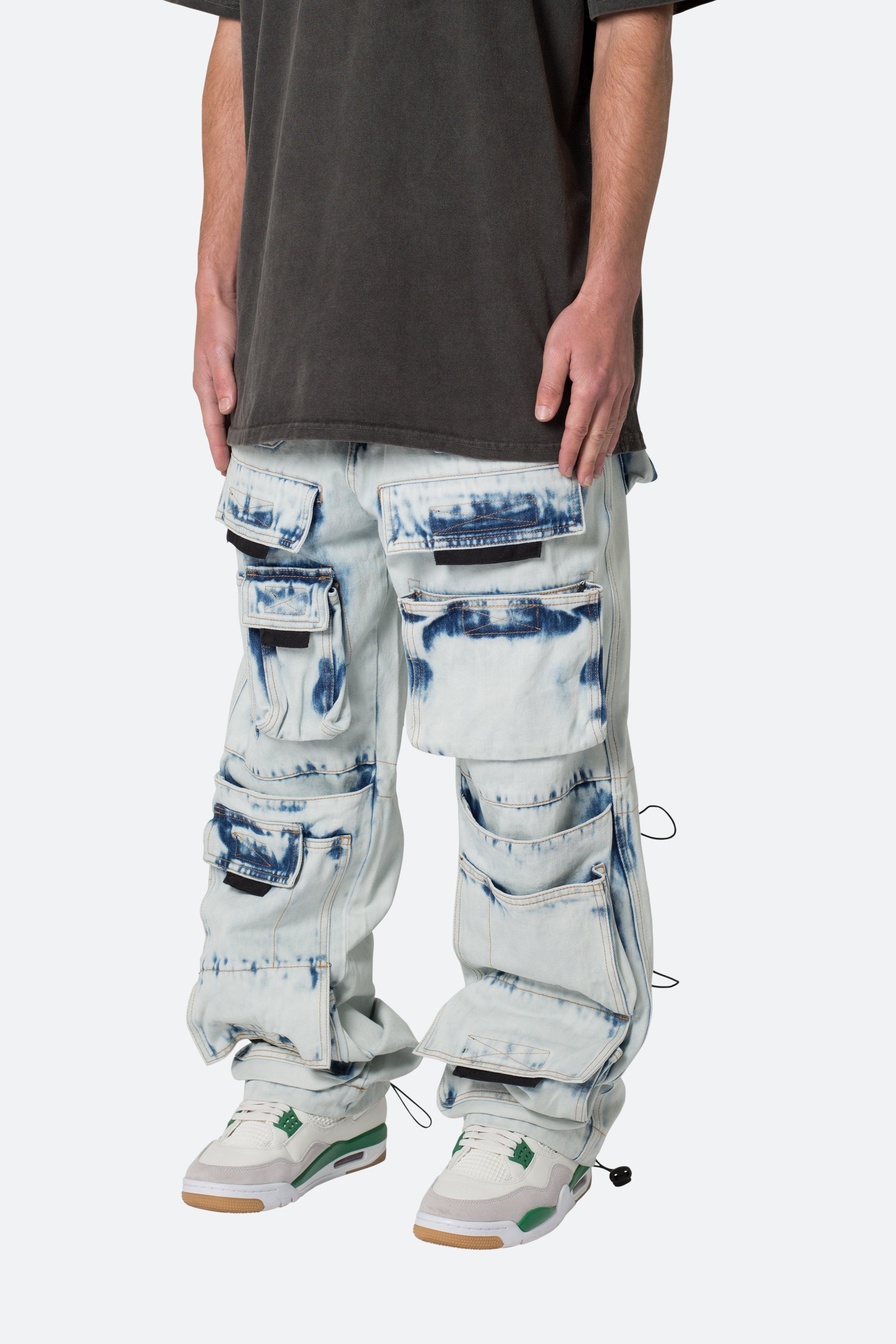 Ultra Baggy Spray Cargo Denim - Blue Product Image