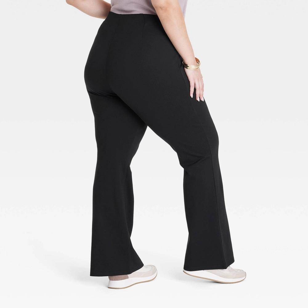 Womens High-Rise Ponte Flare Pull-On Pants - Ava & Viv Black 2X Product Image