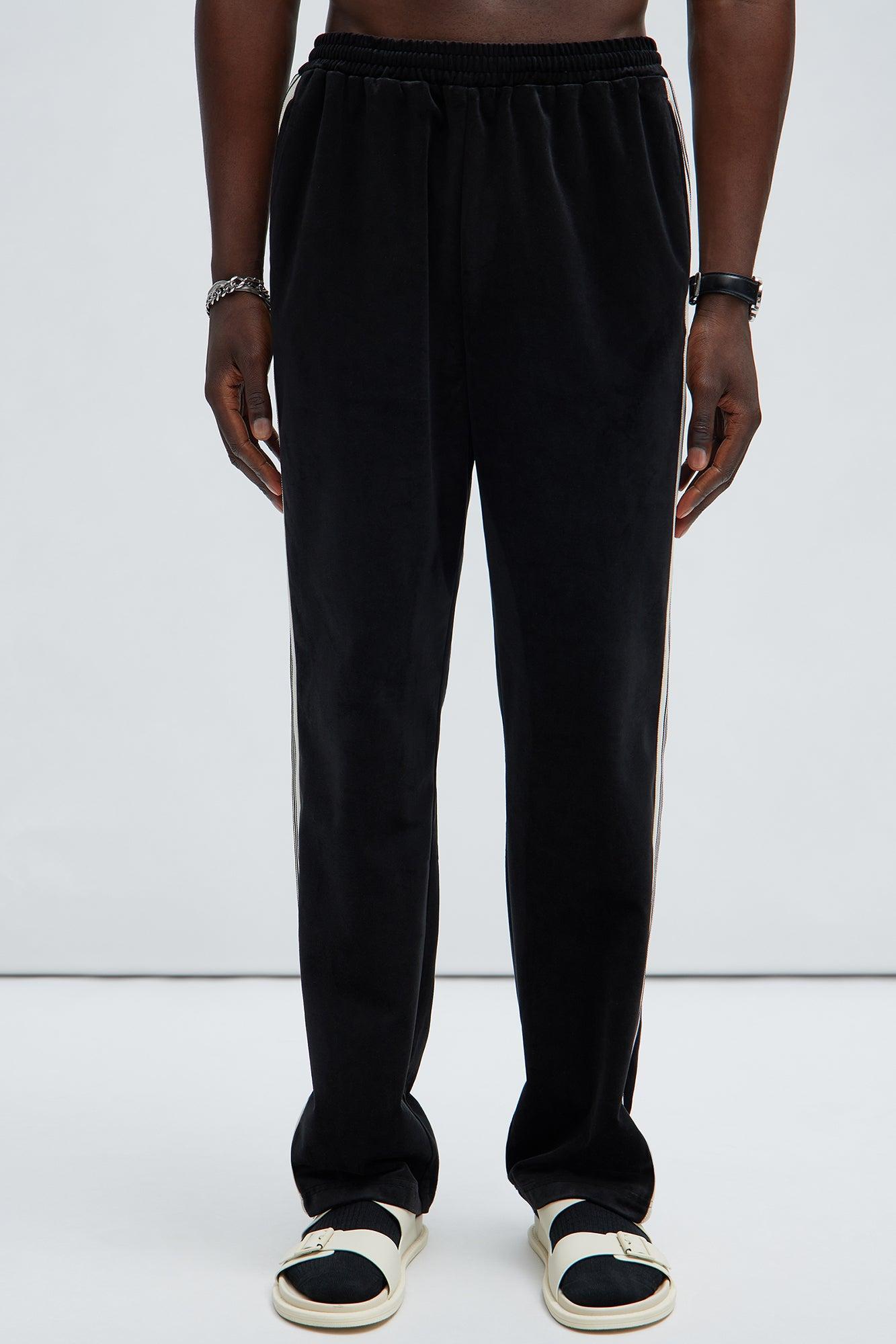 Up N' Down Velvet Track Pants - Black Product Image