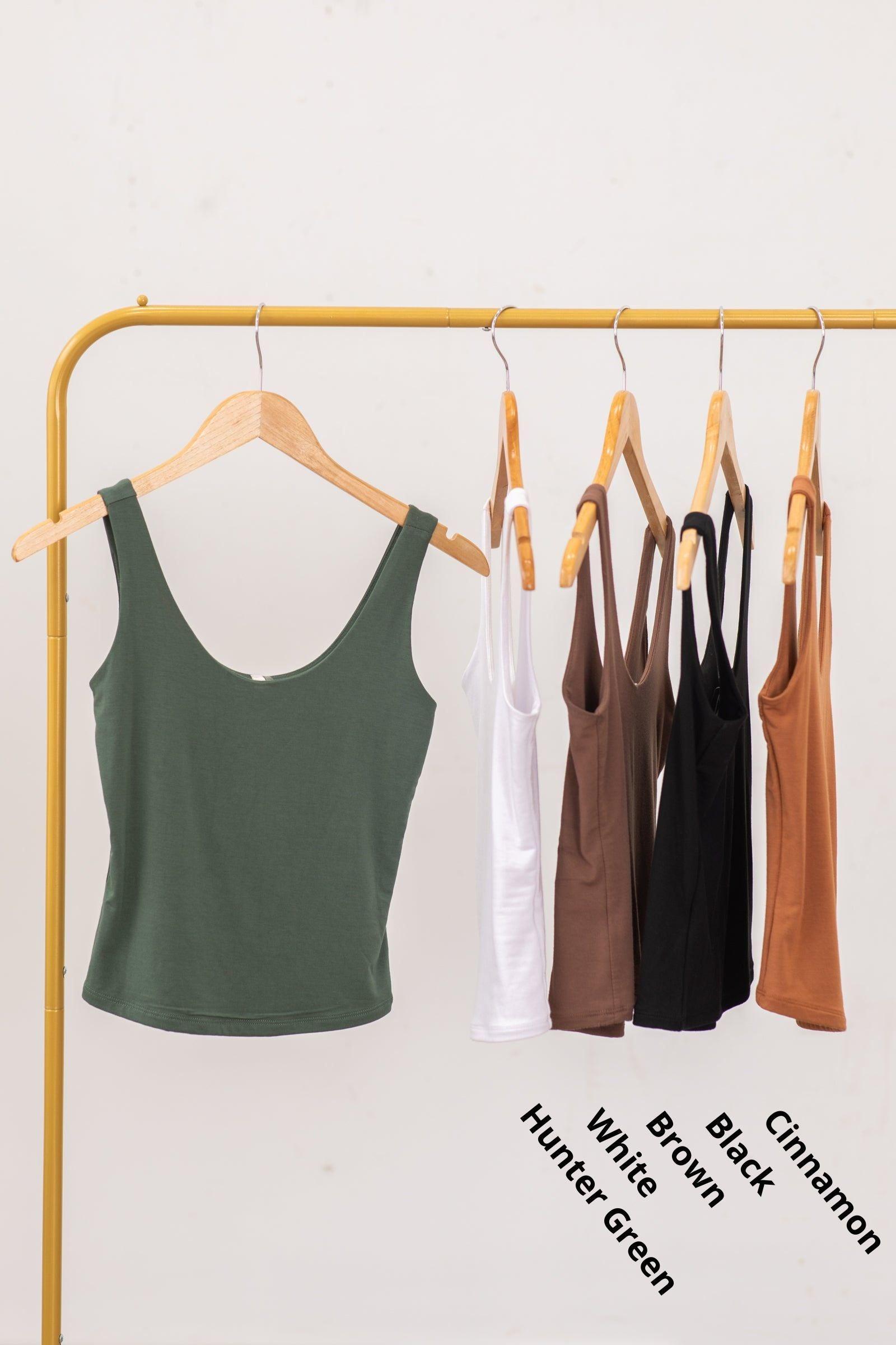 Basic Double Layer Scoop Neck Tank Top Product Image