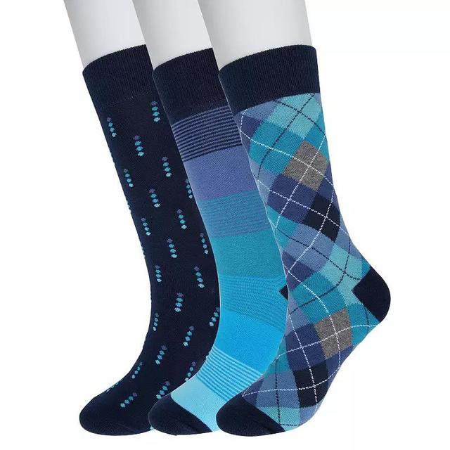 Mens Sonoma Goods For Life 3-pack Patterned Dress Socks Diamond Blue Product Image