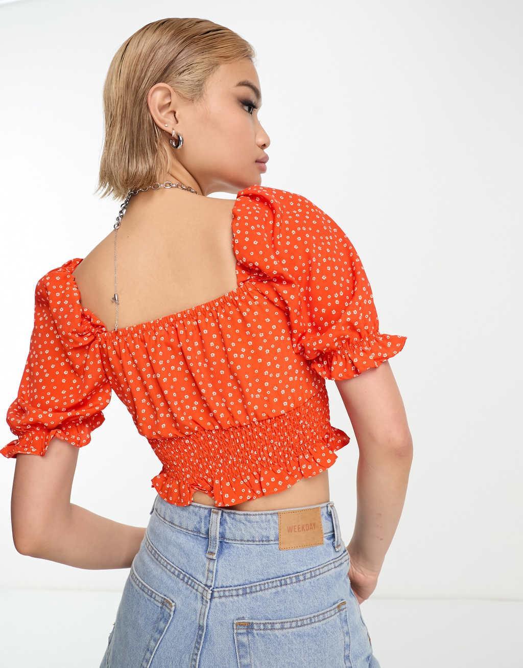 Glamorous shirred milkmaid blouse Product Image