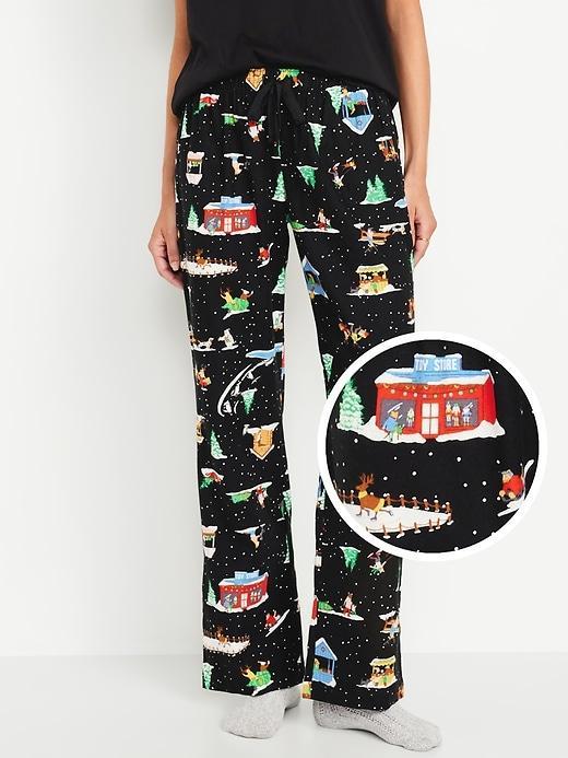 Mid-Rise Printed Flannel Pajama Pants Product Image