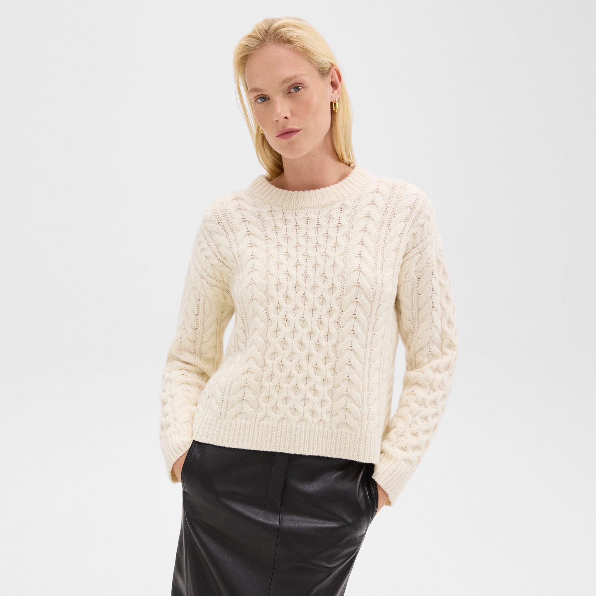 Felted Wool-Cashmere Cable Knit Sweater | Theory Product Image