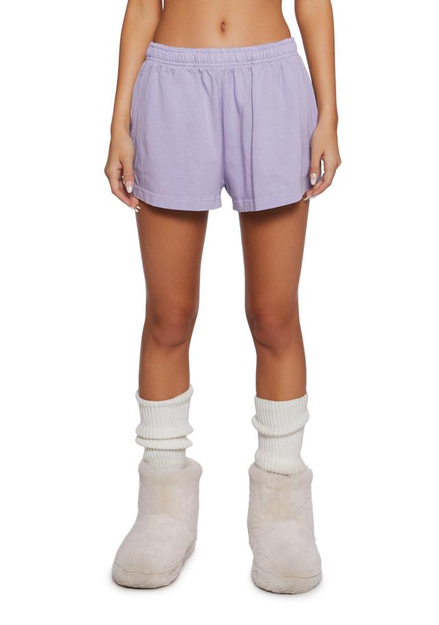 Soft Knit Elastic Waist Shorts - Purple Product Image