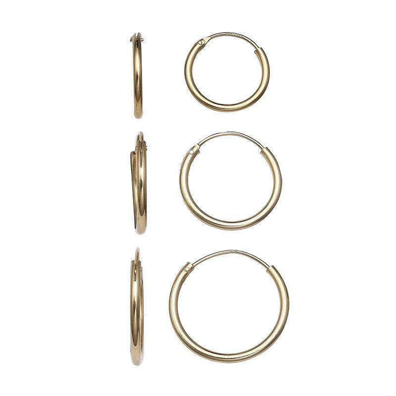 PRIMROSE Sterling Silver Graduated Hoop Earring Set, Womens, Gold Over Sterling Product Image