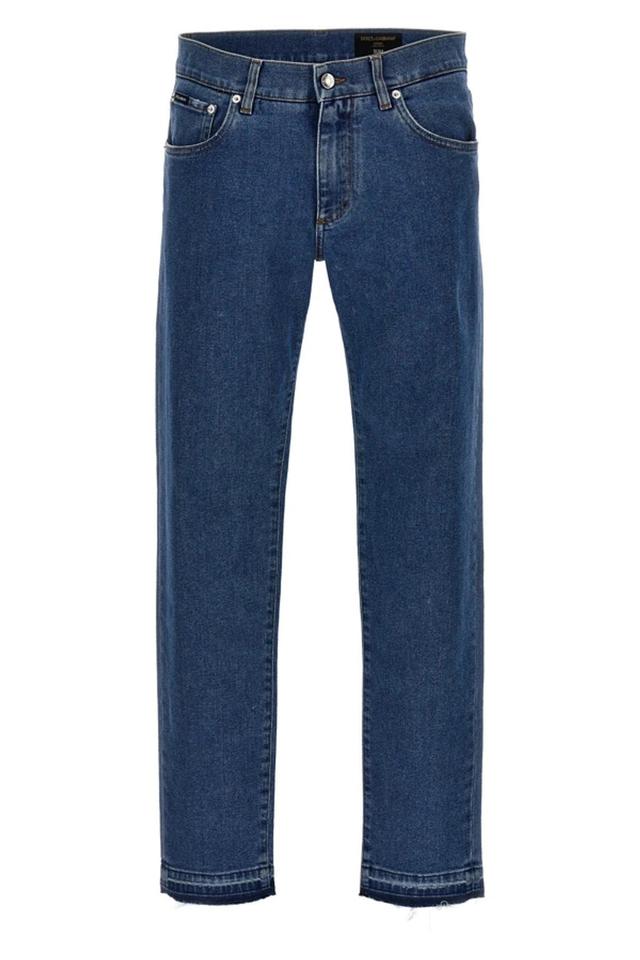 Logo Plaque Straight Leg Jeans In Blue Product Image