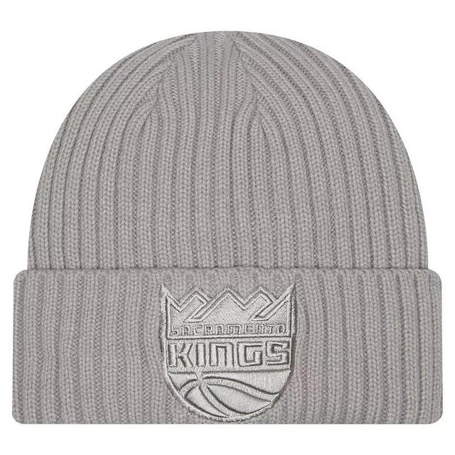 Mens New Era Gray Sacramento Kings Color Pack Cuffed Knit Hat Product Image