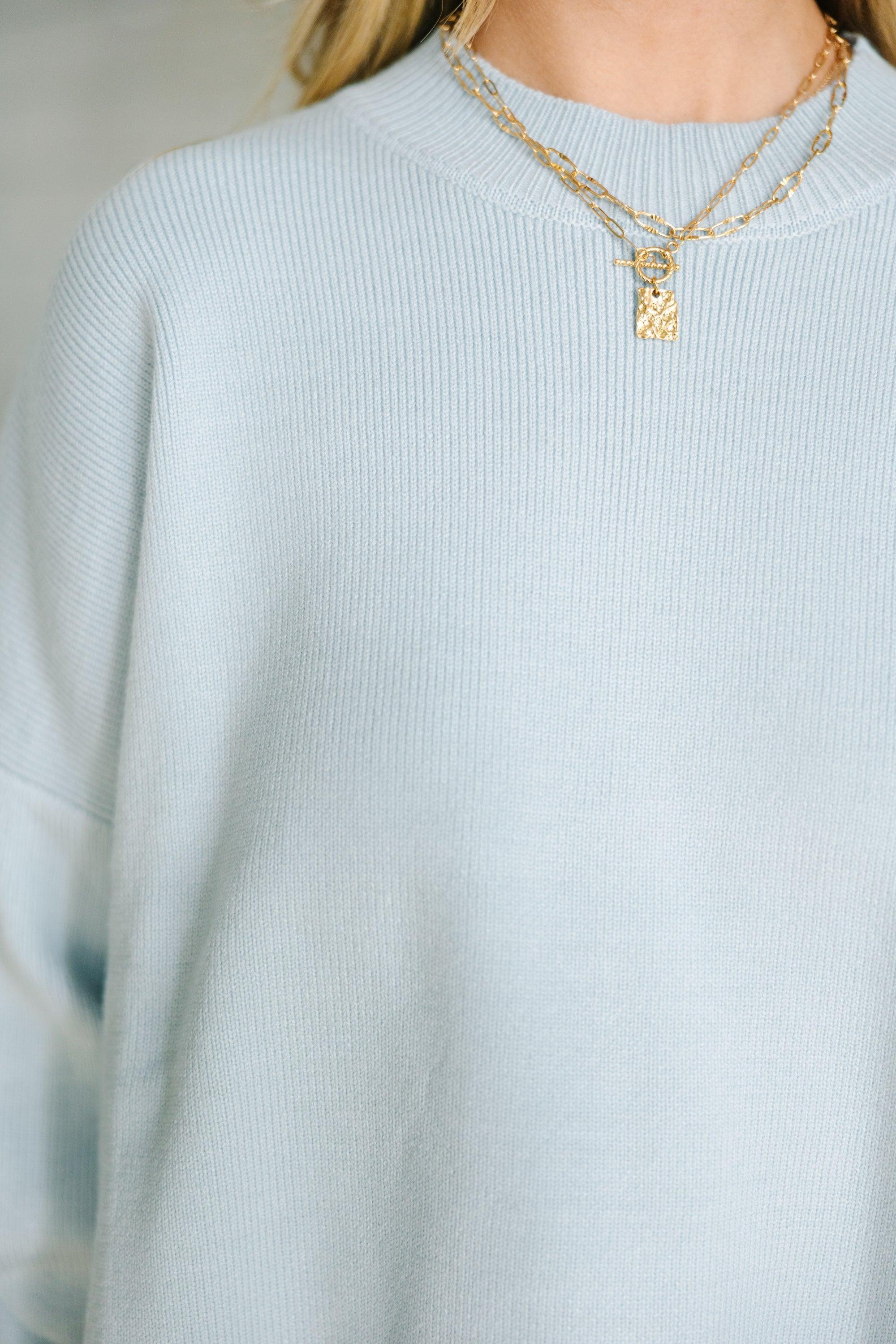 Perfectly You Light Blue Mock Neck Sweater Female Product Image