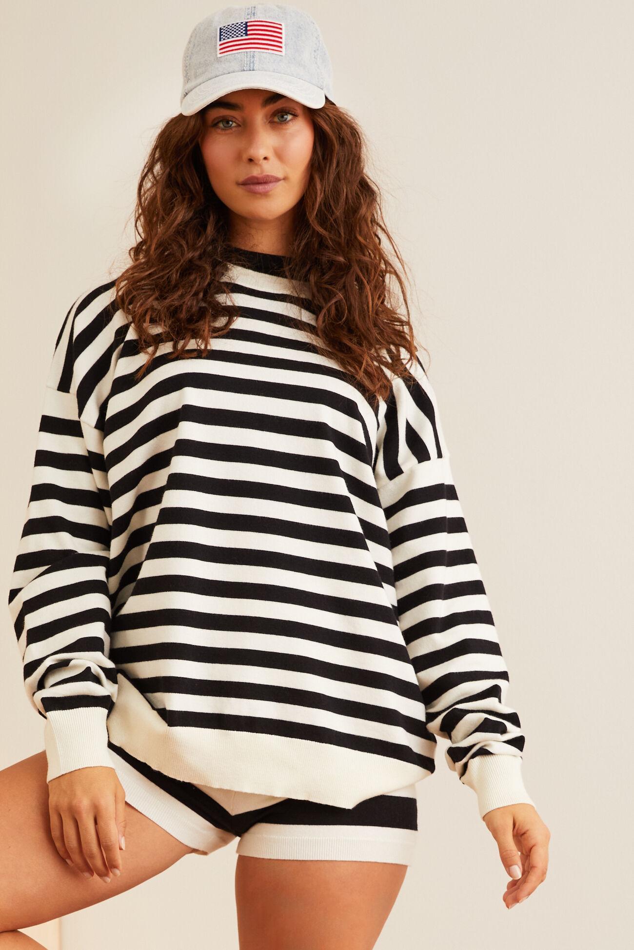 Slow Roll Striped Knit Long Sleeve Top Product Image