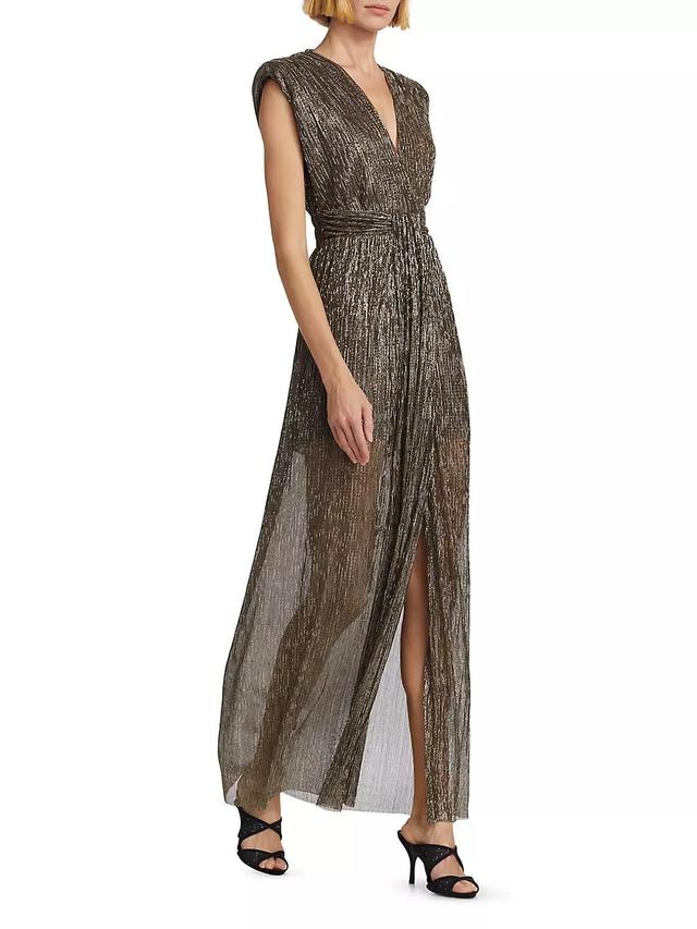 Orian Metallic Plisse Maxi Dress Product Image