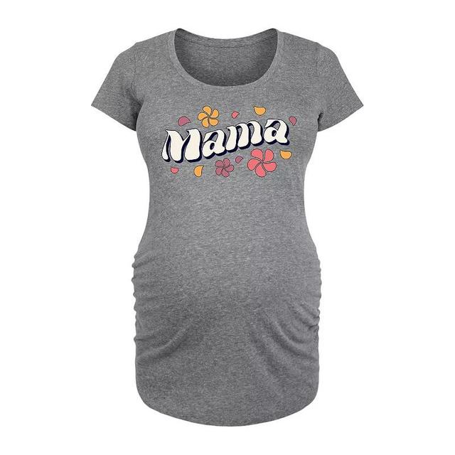 Maternity Mama Flowers Graphic Tee, Womens Grey Gray Product Image