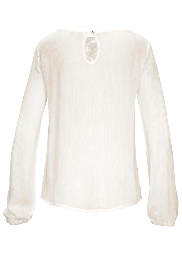 Lace Long Sleeve Top - White Product Image