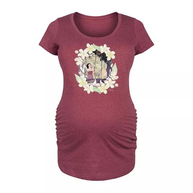 Disney Princess Snow White Maternity Flowers Graphic Tee, Womens Grey Dark Red Product Image