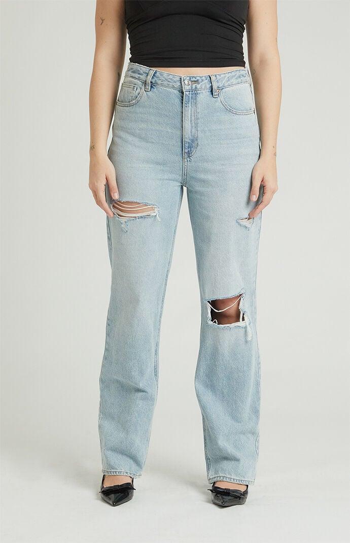 Women's Light Indigo Ripped '90s Boyfriend Jeans Product Image