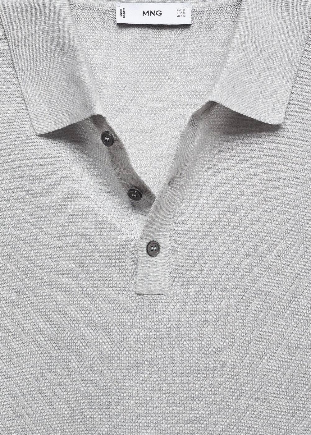 MANGO MAN - Buttoned micro-structure knitted polo shirt light heather greyMen Product Image