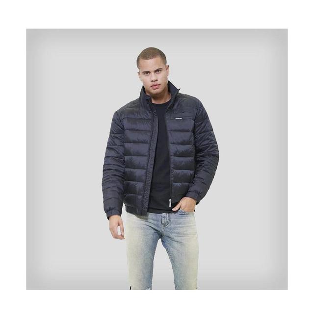 Mens Faux Leather Moto Puffer Jacket Product Image