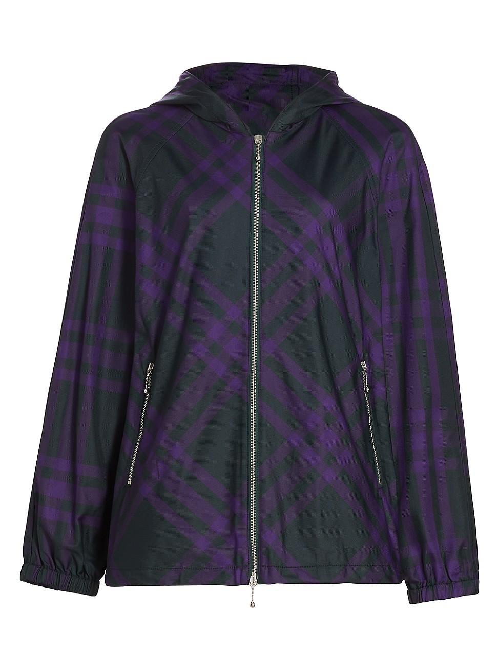 Womens Hooded Vine Check Windbreaker Jacket Product Image