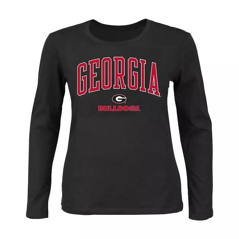 Womens Profile Georgia Bulldogs Plus Size Arch Over Logo Scoop Neck Long Sleeve T-Shirt Product Image