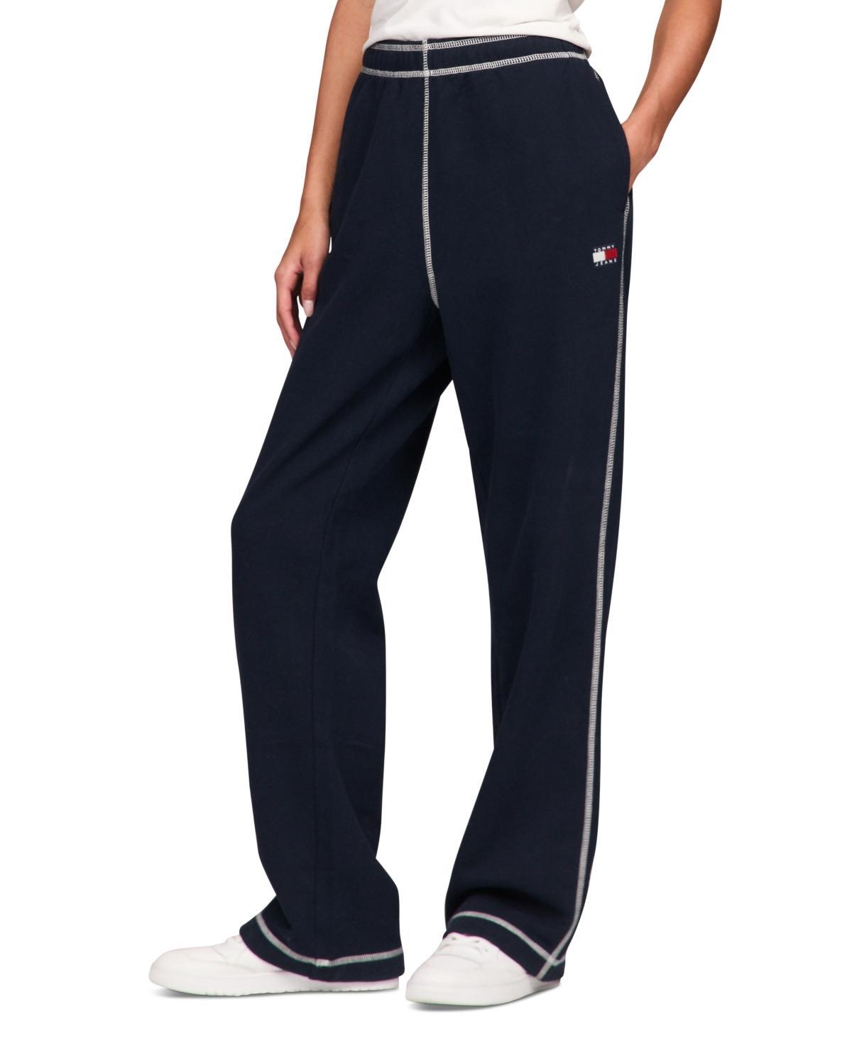 Tommy Jeans Womens Cotton Topstitch Logo Sweatpants Product Image