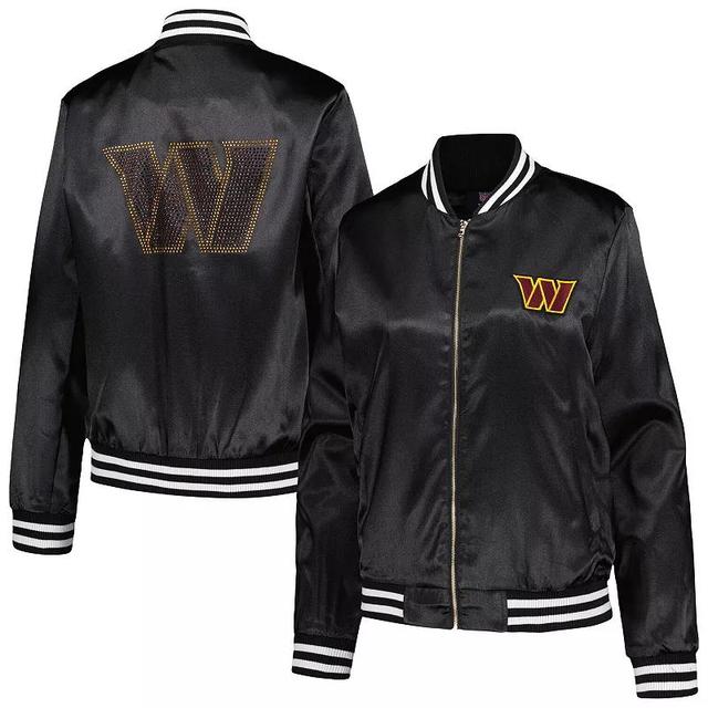 Womens Cuce Black Washington Commanders Rhinestone Full-Zip Varsity Jacket Product Image