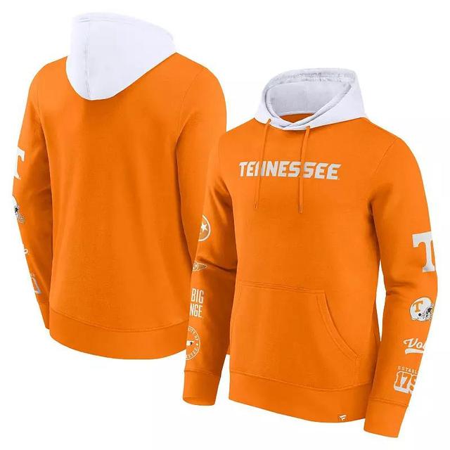 Mens Fanatics Tennessee /White Tennessee Volunteers Color Block Badge Fleece Pullover Hoodie Product Image