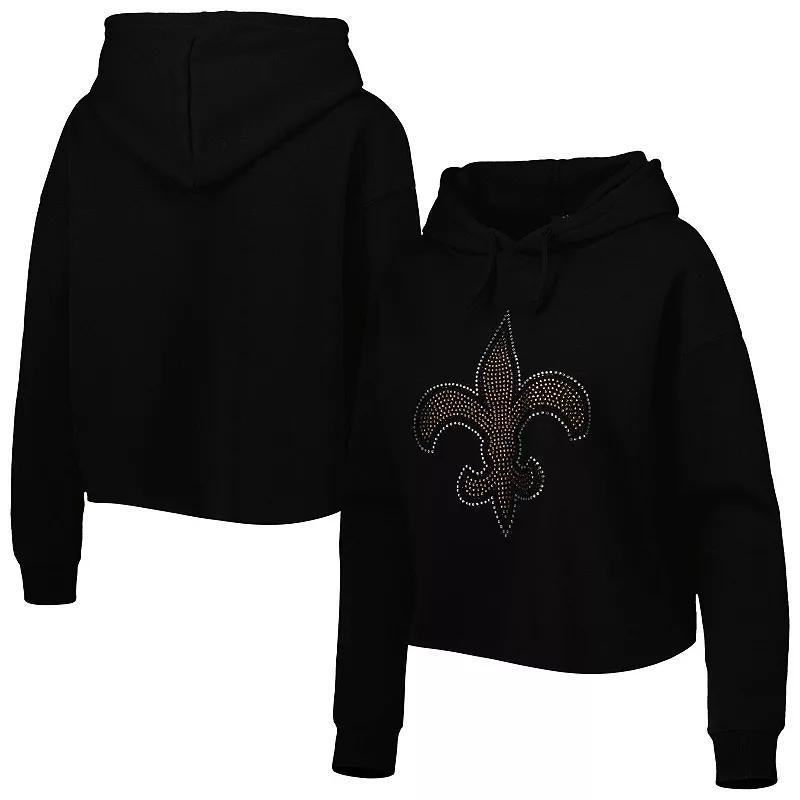 Womens Cuce New Orleans Saints Crystal Logo Cropped Pullover Hoodie Product Image